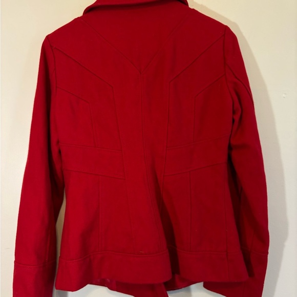 Vintage Y2K GUESS Preppy Pea Coat Women's Cherry Red Wool Jacket - Size Small - Picture 11 of 14